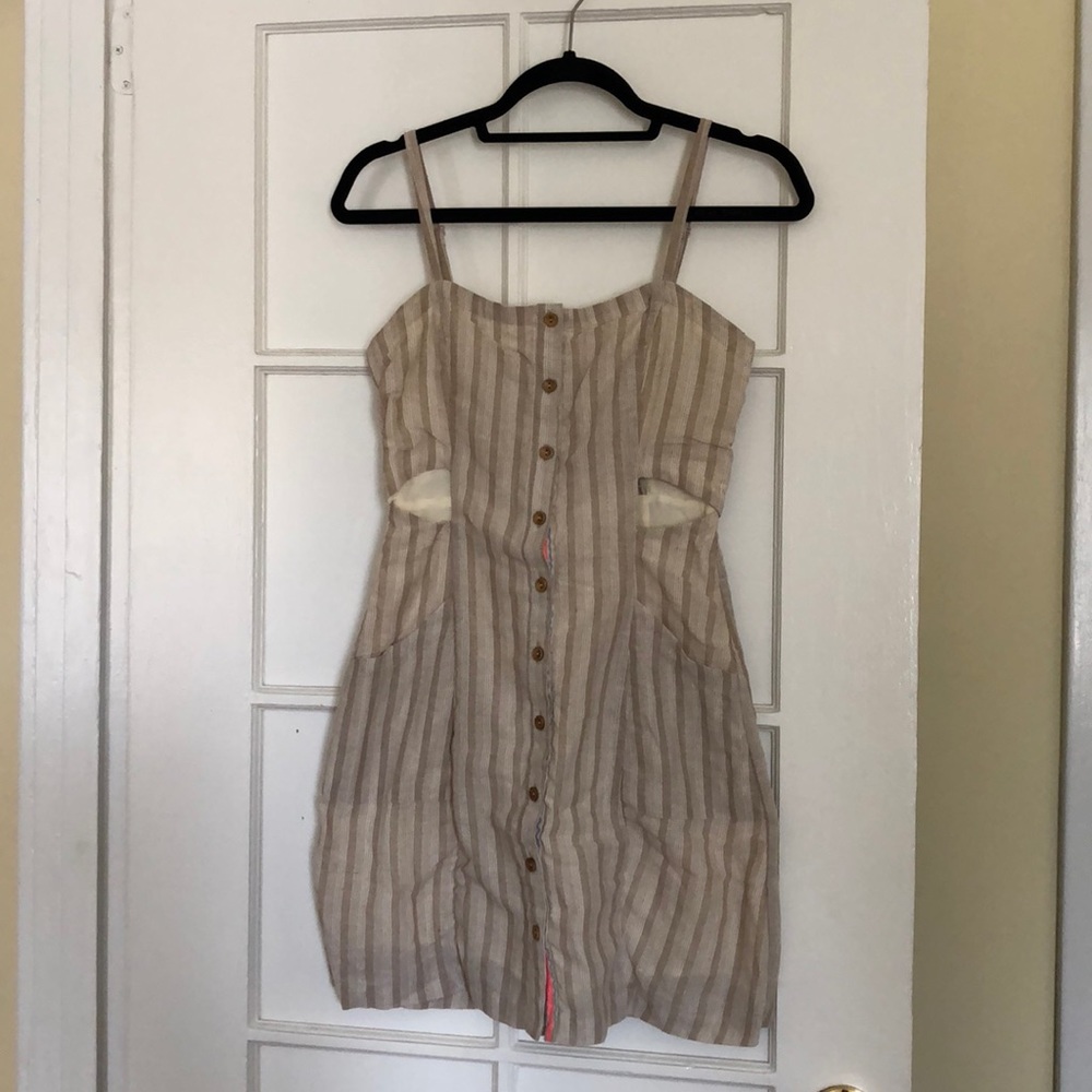 Linen button down dress with cutouts!